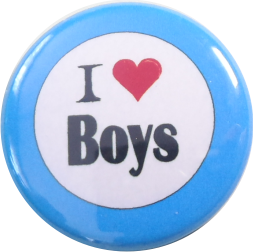 I love boys Button blau - zum Schließen ins Bild klicken